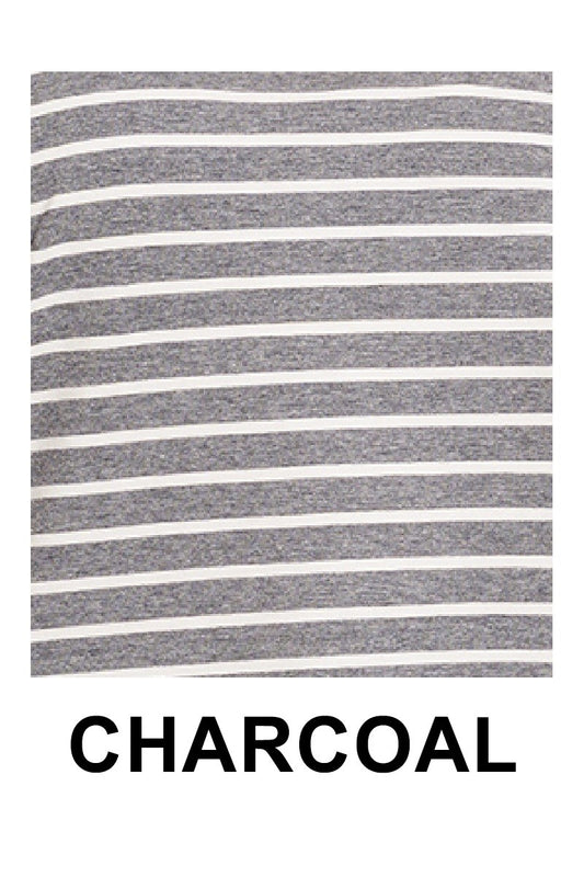 Plus Striped Contrast Trim Rib Banded Top