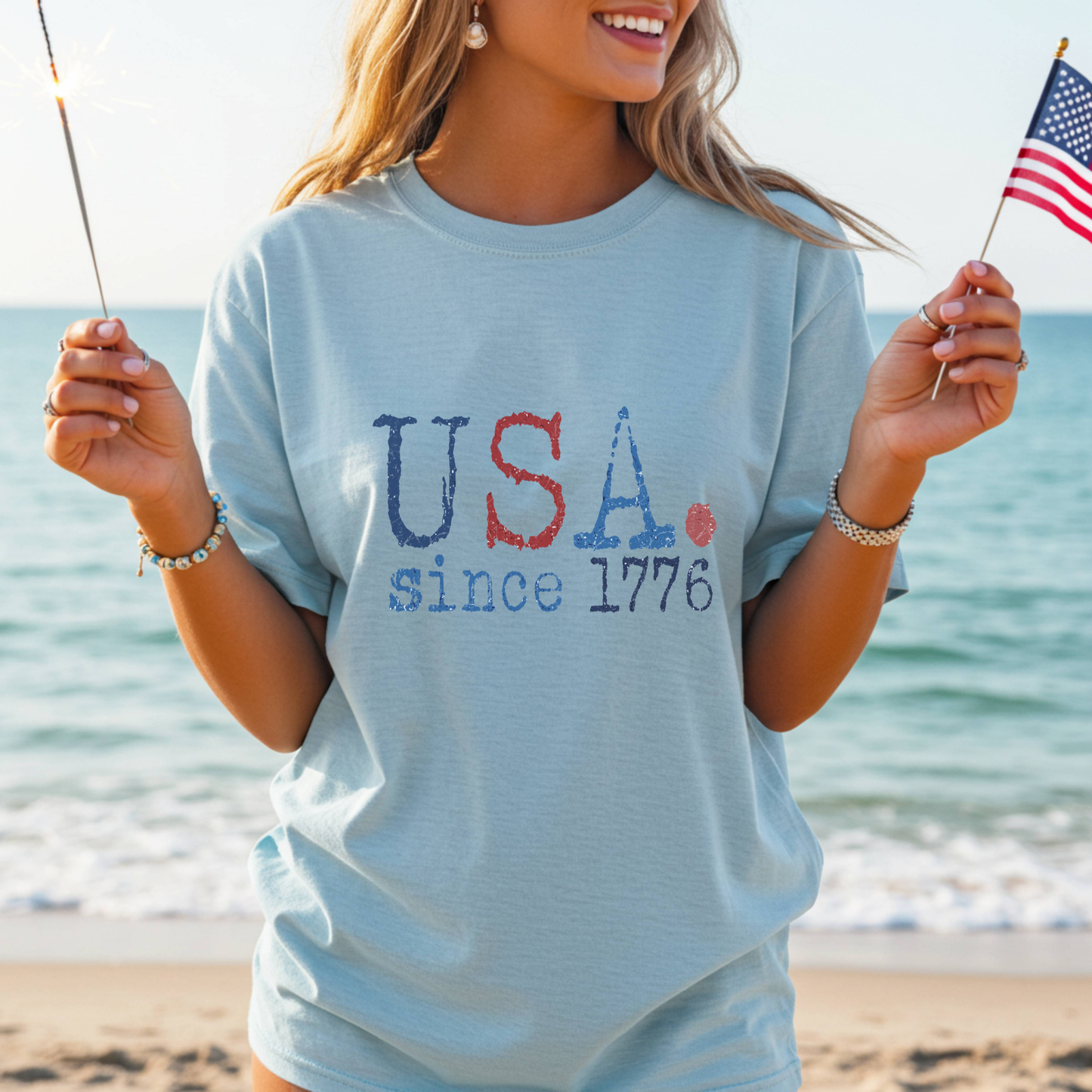 Typography USA Since 1776 Graphic Tee | July 4th 250th Shirt