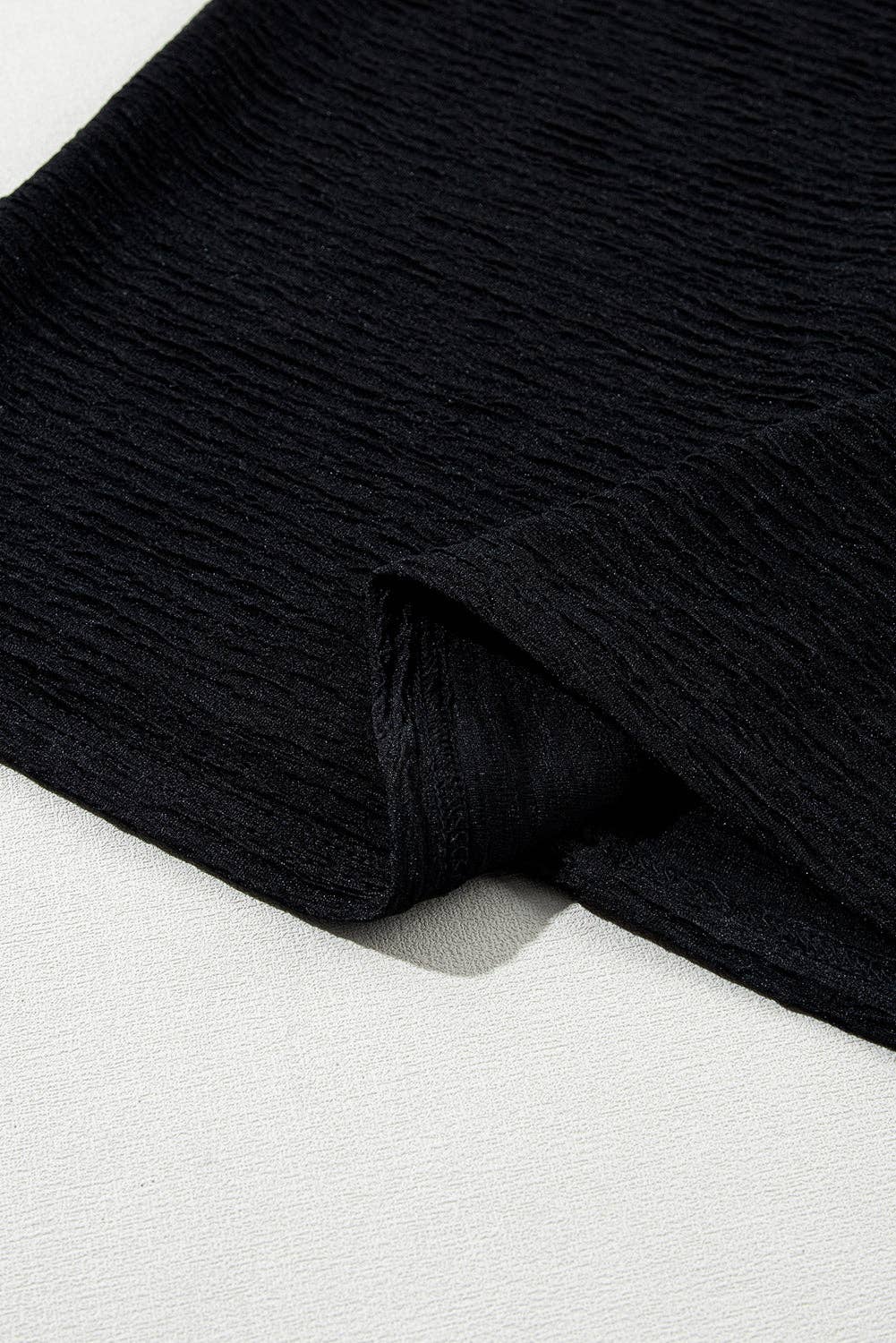 Solid Textured Ruffled Short Sleeve Blouse