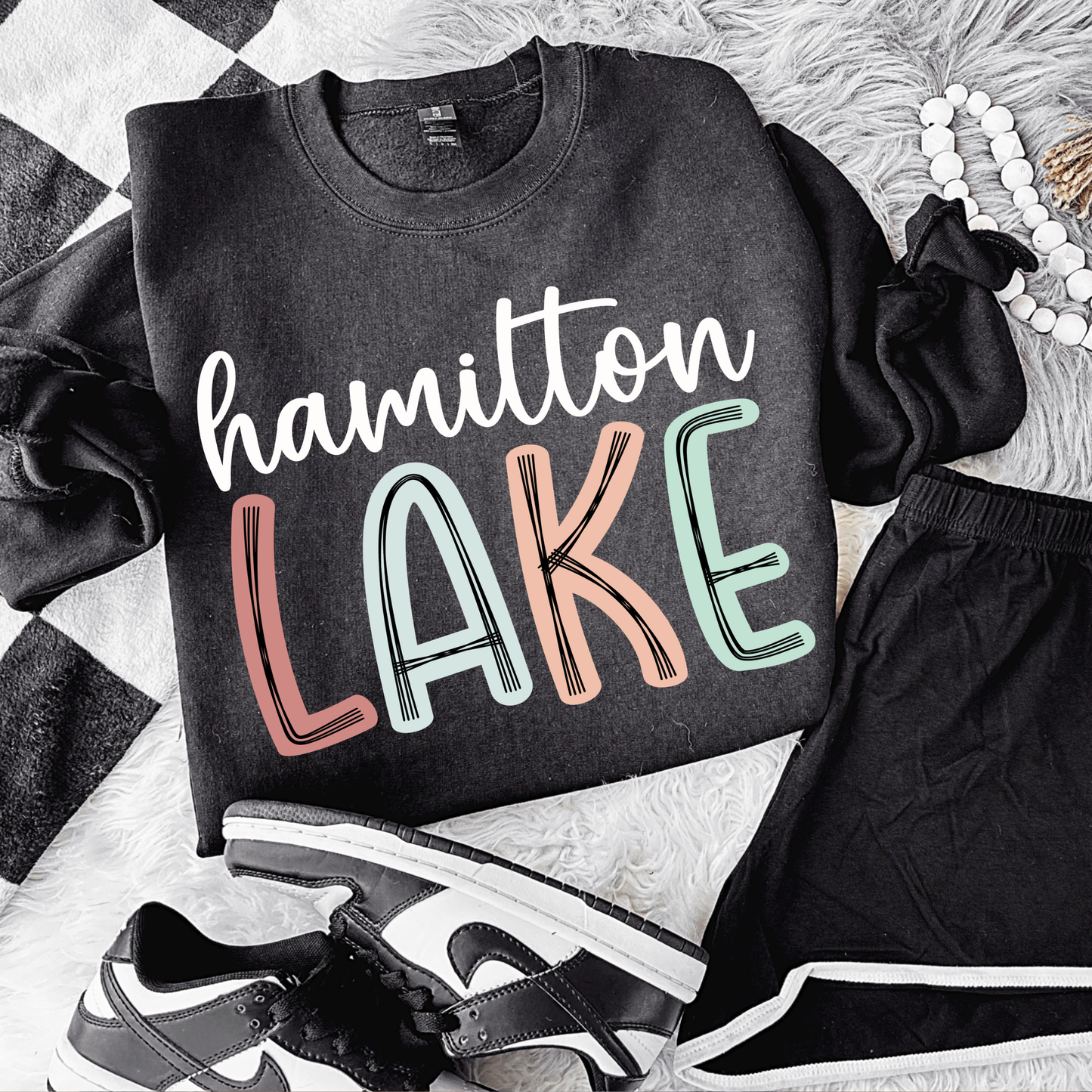 Custom lake sweatshirt or tee, custom lake graphic
