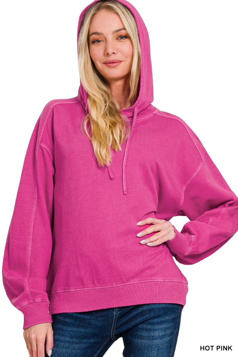 French Terry Pigment Dye & Enzyme Washing Hoodie