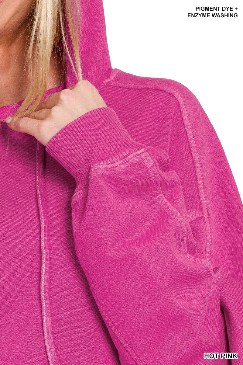 French Terry Pigment Dye & Enzyme Washing Hoodie