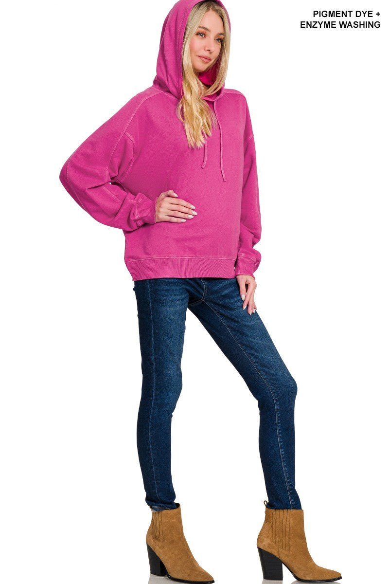 French Terry Pigment Dye & Enzyme Washing Hoodie
