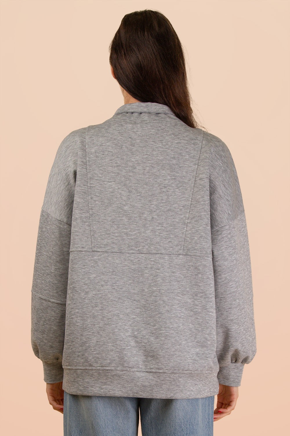 Half Zip Up Oversized Casual Comfy Knit Top