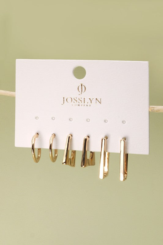 Geo Mini Trio Hoop Earring Set