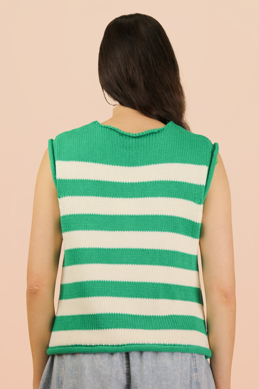 Stripe Button Down Knit Sweater Top