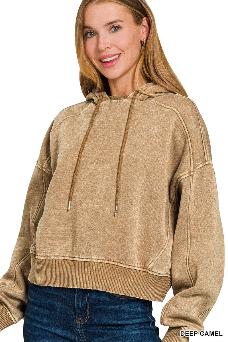 Acid Wash Fleece Hoodie