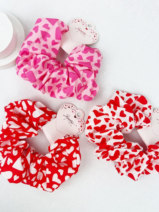 Mix Heart Pattern Jumbo Size Hair Scrunchies