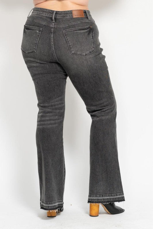 Mr Tummy Control Washed Gray Release Hem Flare