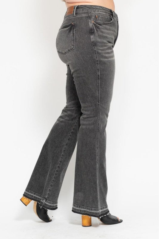 Mr Tummy Control Washed Gray Release Hem Flare