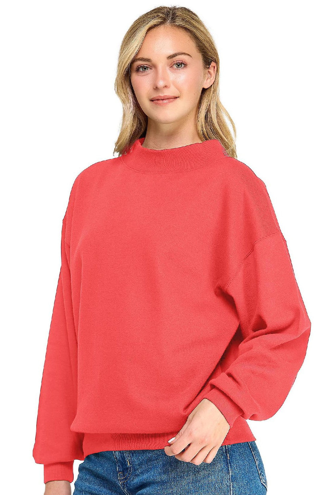 Fleece Relaxed Fit Oversized Mockneck Sweatshirt