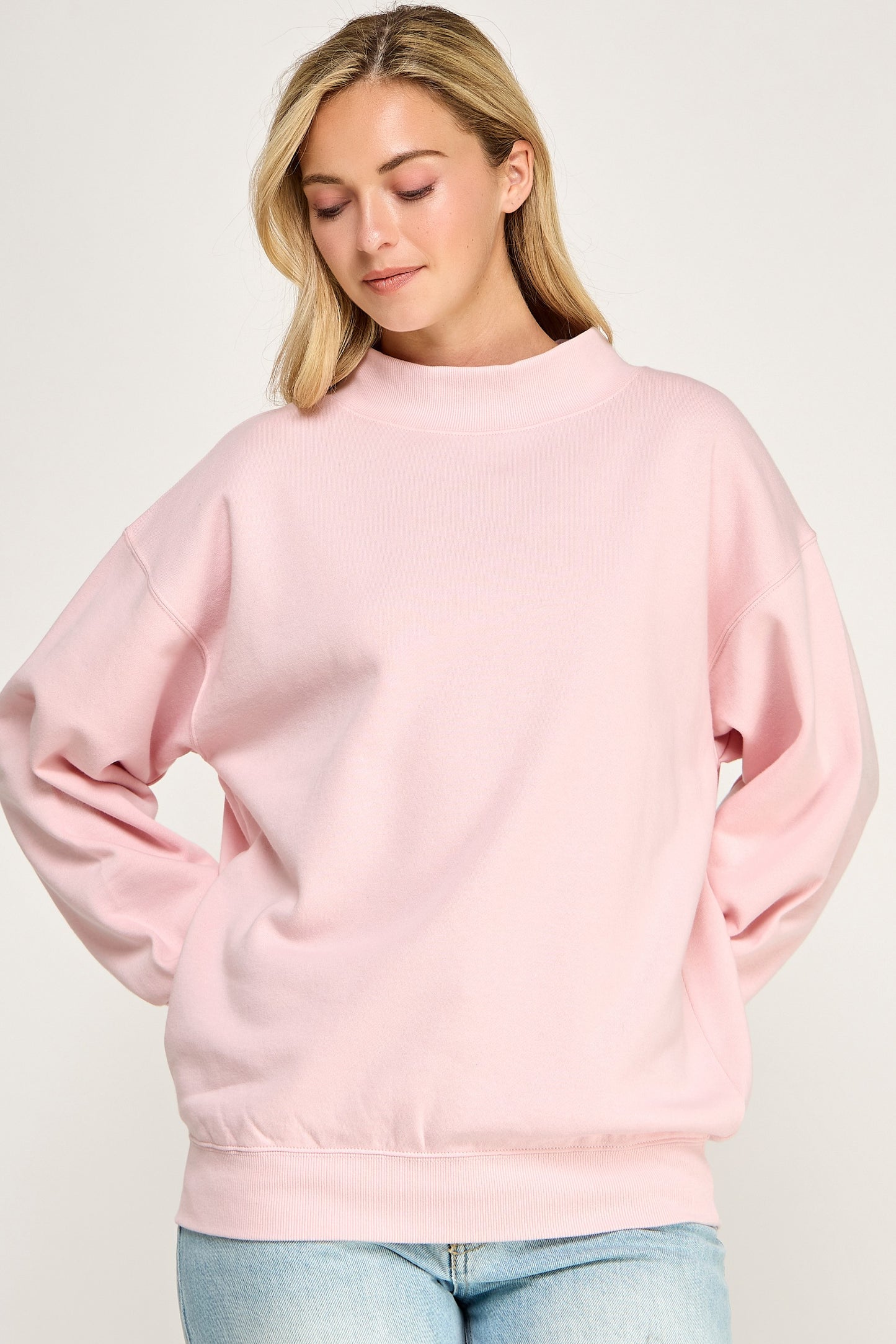 Fleece Relaxed Fit Oversized Mockneck Sweatshirt