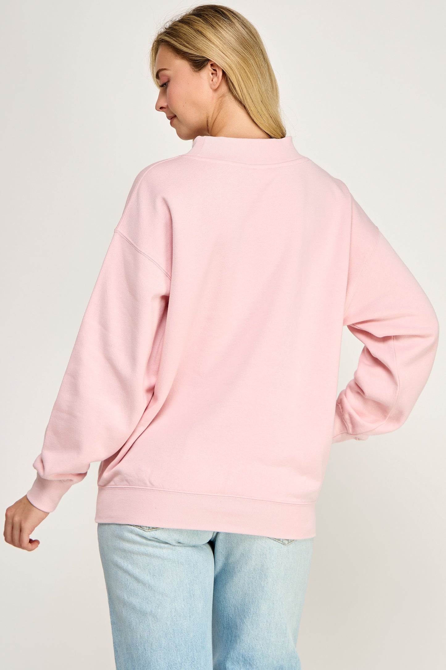 Fleece Relaxed Fit Oversized Mockneck Sweatshirt