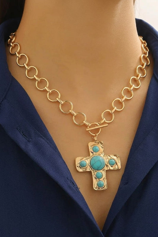 Notable Hammered Cross Toggle Necklace