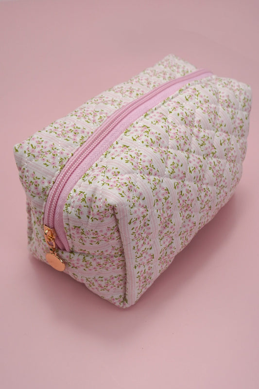 Floral Quilted Cotton Ditsy Cosmetic Pouch Bag