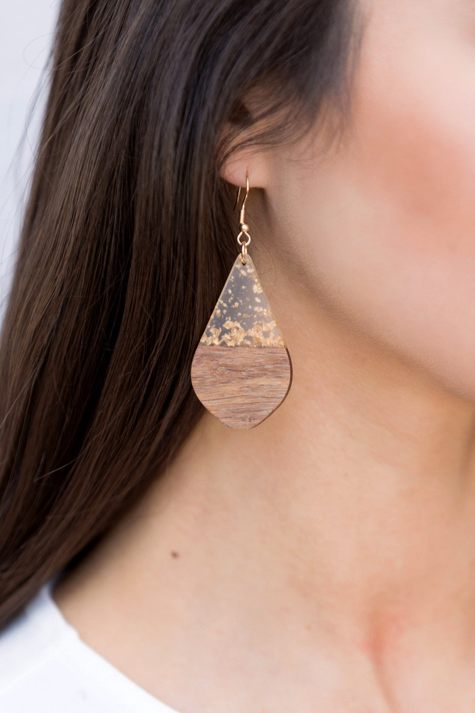 Gold Fleck Resin Wood Earrings