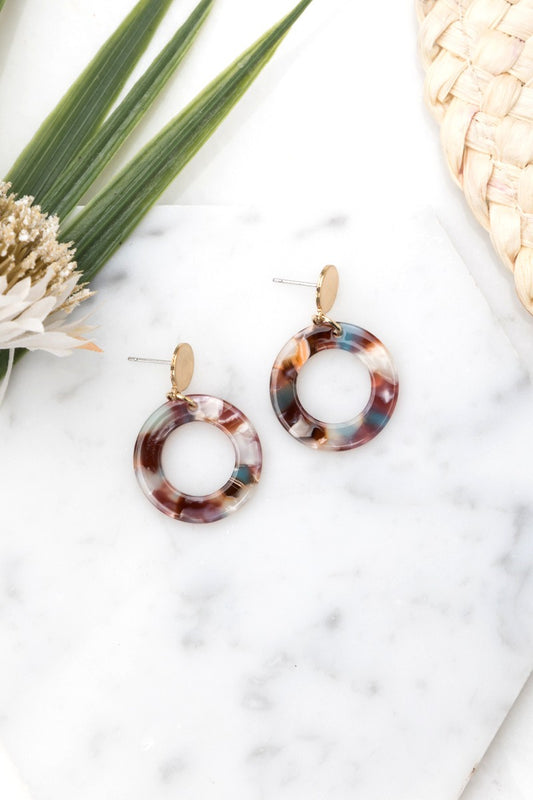 Resin Circle Drop Earrings