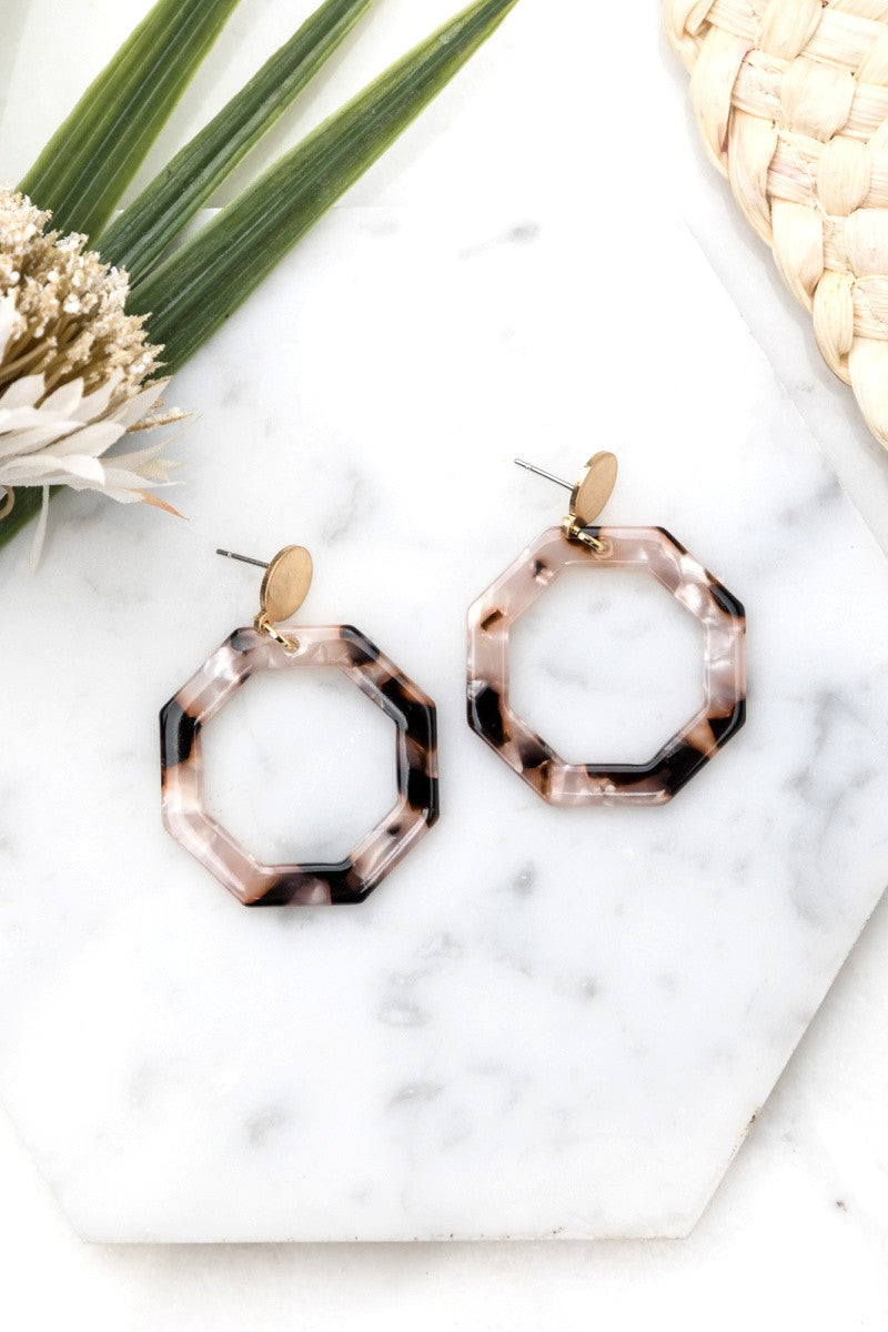 Resin Octagon Hoop Earrings