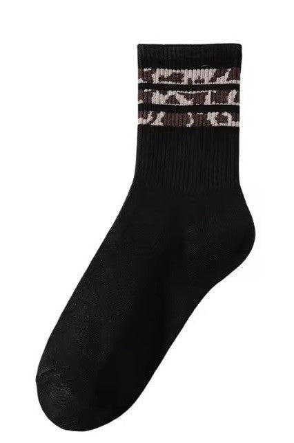 Woman Animal Leopard Half Crew Throwback Socks