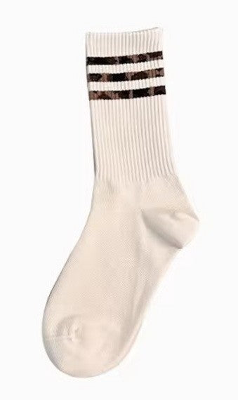 Woman Animal Leopard Half Crew Throwback Socks