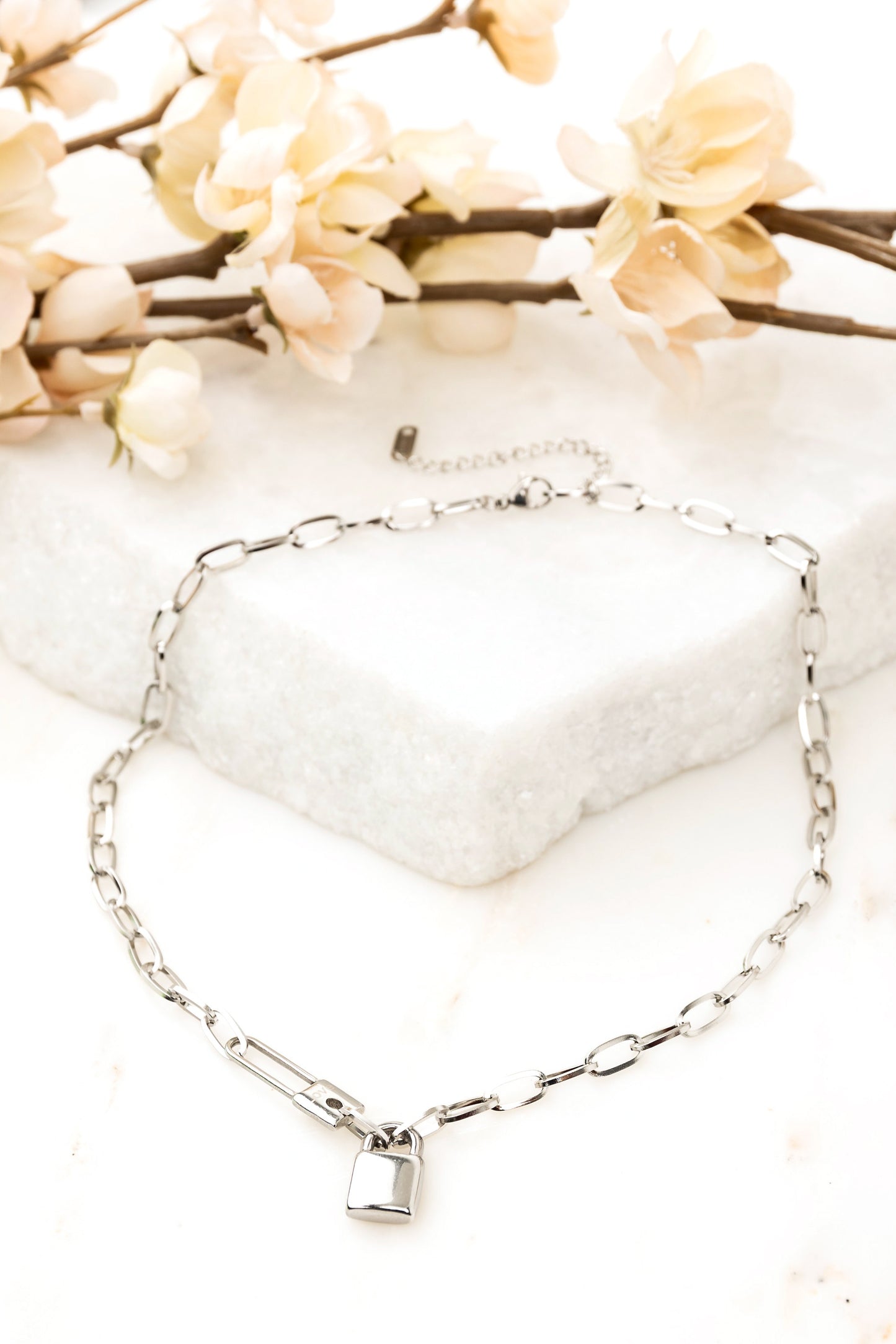 18k Stainless Steel Lock & Clip Chain Necklace
