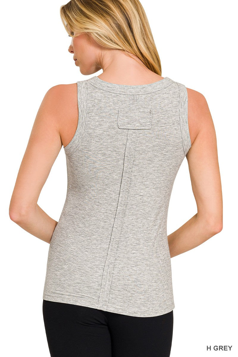 Ribbed Round Neck Tank Top