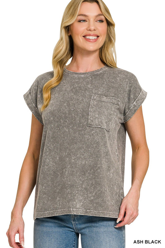 Halo Snow Washed Cuffed Short Sleeve Tee